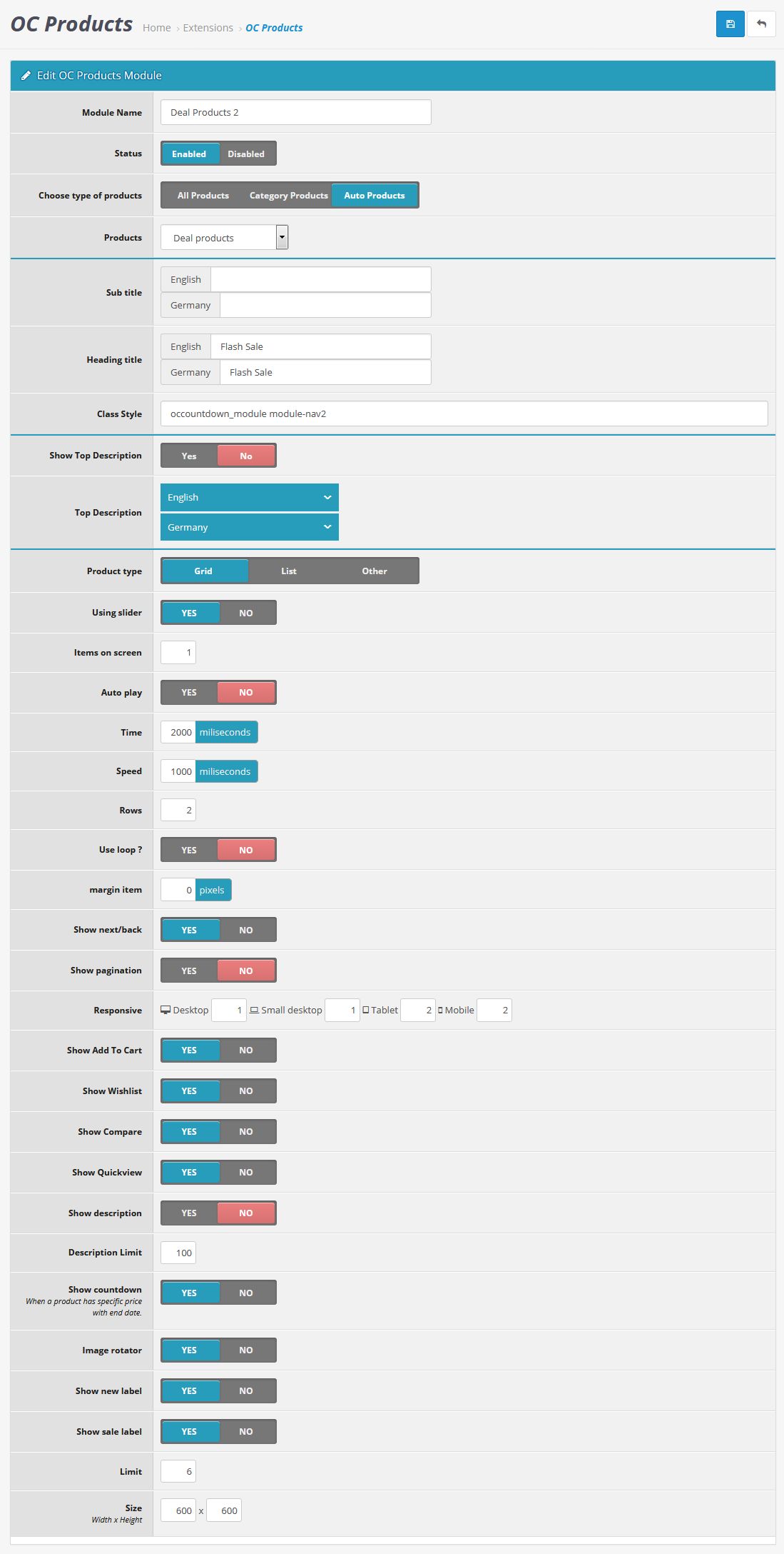 admin products slider
