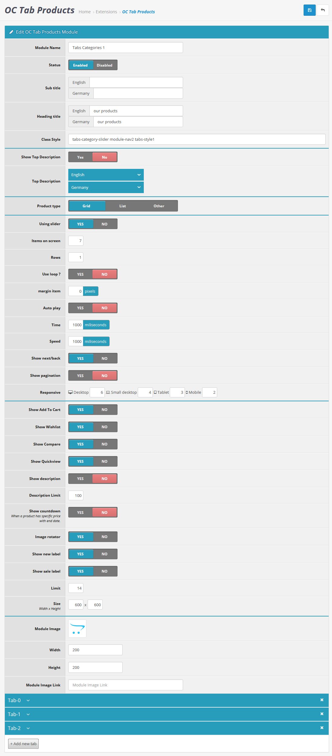admin products slider
