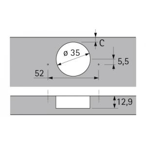 ПЕТЛЯ SENSYS 8631I, УГОЛ 95ГР, ЧАШКА TH52D35, НАКЛАДНАЯ НАВЕСКА(B12,5)