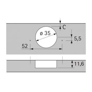 ПЕТЛЯ SENSYS 8657I, УГОЛ 165ГР, ЧАШКА TH52D35, НАКЛАДНАЯ НАВЕСКА(B12,5)