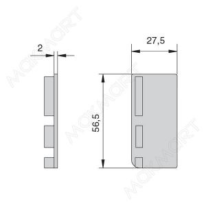 Комплект закрытых заглушек (2шт) для профиля 8006, отд. алюминий анодир.