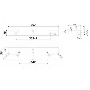 RT009SG.1/000/800/* (Ручка мебельная торцевая AL RAY)