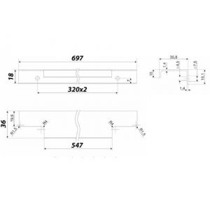 RT009SST.1/000/700/* (Ручка мебельная торцевая AL RAY)