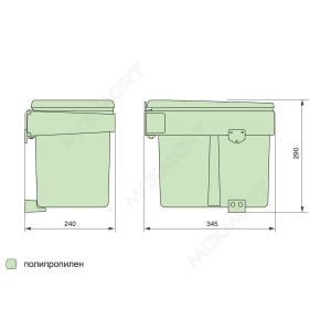 Ведро для мусора (15л), пластик темно-серый