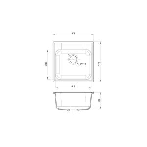 GranFest QUARZ Мойка 1-чаша 480*480 (белый) арт.GF-Z-48 белый