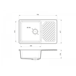 GranFest QUARZ Мойка чаша+кр 760*480 (песок) арт.GF-ZL-52