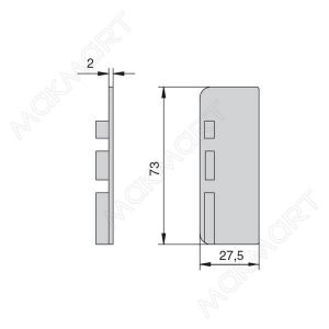Комплект закрытых заглушек (2шт) для профиля 8007, отд. черный шлифов Комплект закрытых заглушек (2шт) для профиля 8007, отд. черный шлифов