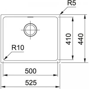 125.0443.352 Мойка SID 110-50, подстол., 525*440мм, белая