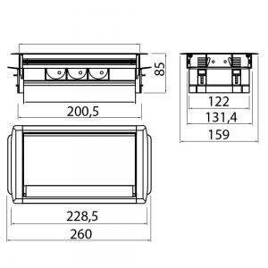 Удлинитель настольный 3 розетки AE-PBC3GS-53BKS (Schucko) без нижнего корпуса, с щеткой, алюминий, с проводом 1,5м
