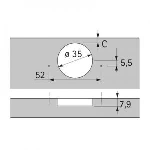 Петля Sensys 8646i, угол 110гр, чашка TH52 d35, средняя стенка В3