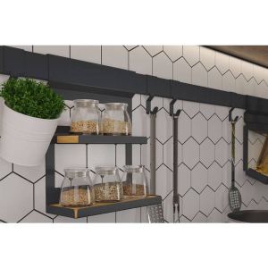 Полка для специй 2-уровневая, 256x75x320мм, отделка черный бархат (матовый) Полка для специй 2-уровневая, 256x75x320мм, отделка черный бархат (матовый)