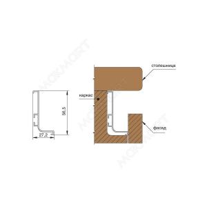 Профиль горизонтальный с одним закруглением L=4100мм, отделка золото матовое шлифованное