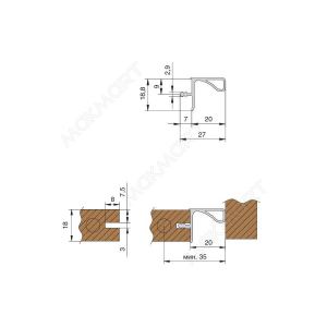 Gola Профиль Г-образный под пропил, для 18мм ДСП, L=3900мм, отделка черный шлифованный