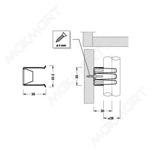Клипса под шуруп ножек серии 300