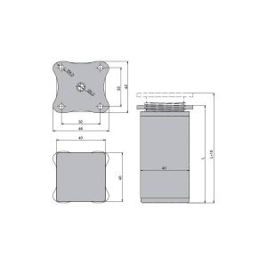 Ножка декоративная 40х40, h.60мм, алюминий анодированный