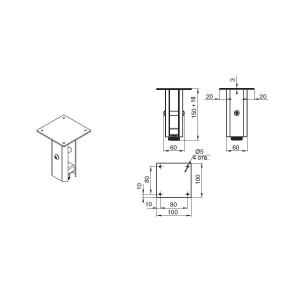 Ножка декоративная Бруклин, h.150, черный бархат (матовый) Ножка декоративная Бруклин, h.150, черный бархат (матовый)
