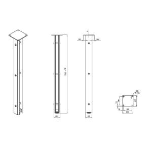 Нога для стола Бруклин, h.720, отделка черный бархат (матовый)+красный Нога для стола Бруклин, h.720, отделка черный бархат (матовый)+красный