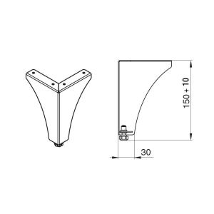 Ножка декоративная Флоренция, h.150, черный бархат (матовый)