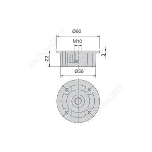 База под шуруп и винт М10, для ножки разборной, черная