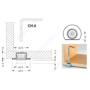 Ножка врезная с металлическим подпятником