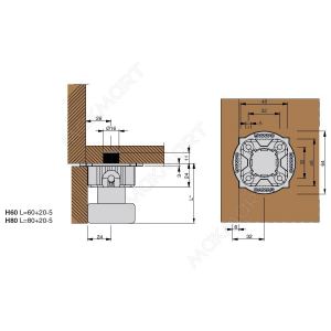 Комплект ножек под цоколь Н.80 разборных (4шт.) с фронтальной регулировкой, цвет черный