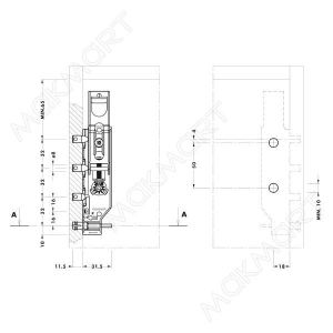Подвеска полок скрытая с фиксатором, правая