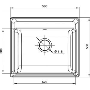 Мойка VERTEX GF-V--580 чаша 580*500мм бежевый, мрамор, GranFest