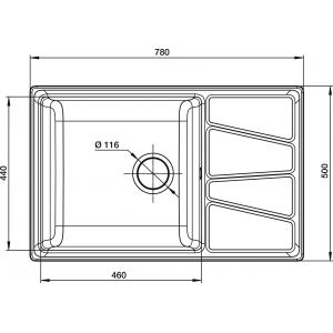 Мойка VERTEX GF-V--780L  чаша с крылом 780*500мм иней, мрамор, GranFest