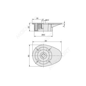 База под шуруп и винт М10, для ножки разборной, черная