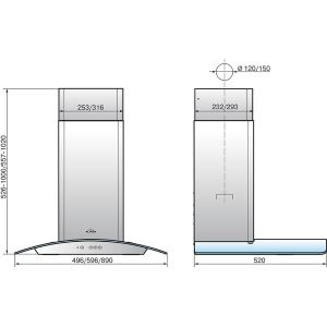 Аметист 90П-650-КЗД КВ II М-650-90-313 черный/тонир 1, Кух. вытяжка ELIKOR