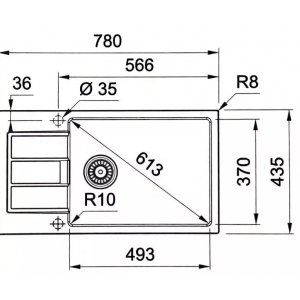 FRANKE 143.0628.368 Мойка S2D 611-78 XL/435 оникс, 780*435мм, прямоуг., Tectonite., врезн.