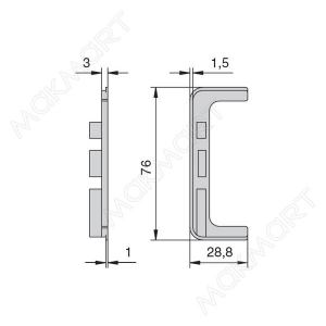 Комплект открытых заглушек (2шт.) для профиля 8007, отделка черная сталь шл Комплект открытых заглушек (2шт.) для профиля 8007, отделка черная сталь шл