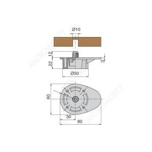 База на бобышке, для ножки разборной, черная