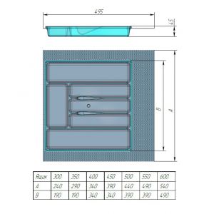 Лоток для столовых приборов в базу 600 мм Черный Лоток для столовых приборов в базу 600 мм Черный