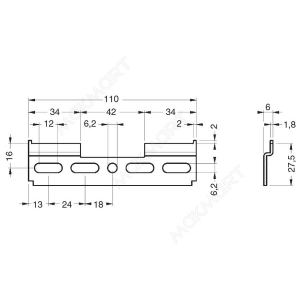 Кронштейн 110х30мм для подвески полок