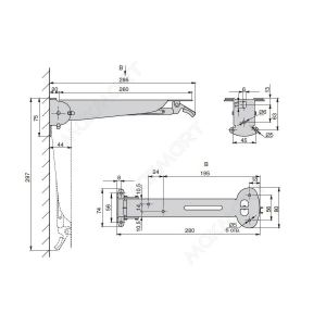 Менсолодержатель складной с фиксатором L=280мм, отделка белая, комплект 2 штуки