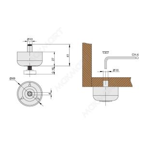 Ножка опорная H.27 регулируемая, цвет черный Ножка опорная H.27 регулируемая, цвет черный