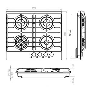 Газовая варочная панель Konigin Blaze 604 BKGW new