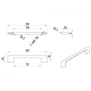 Ручка мебельная 287  м.ц.128 мм замак брашированный никель Новинка