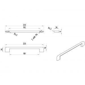 Ручка мебельная 287 м.ц.192 мм замак брашированный никель Новинка