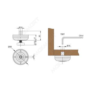 Ножка опорная H.17 регулируемая, цвет черный