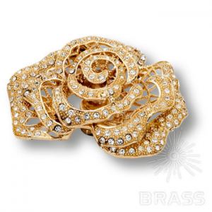 МОВ 403 SWA 19 Ручка кнопка в форме розы с кристаллами Swarovski, цвет-глянцевое золото