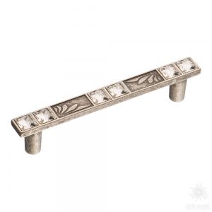 15.134.96.SWA.16 Ручка скоба с кристаллами Swarovski эксклюз. кол., античное серебро 96 мм