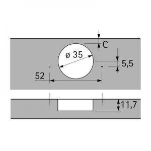 Петля Intermat 9973, угол 110°, чашка TH42, D35, накладная навеска (B 12,5), никелированная