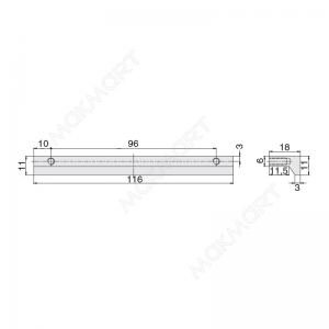 Ручка накладная L.116мм, отделка золото матовое