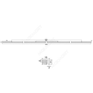 Ручка накладная L.1200мм, отделка черный матовый