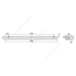 Ручка накладная L.148мм, отделка черный матовый