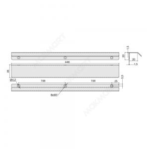 Ручка-профиль накладная L.446мм, отделка черный бархат (матовый)
