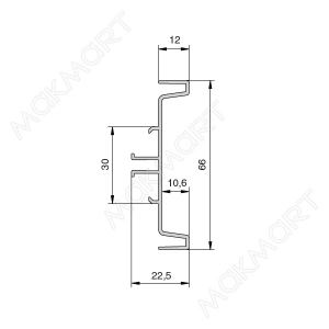 Gola Профиль вертикальный промежуточный SNAP ON, для 18мм ДСП, L=4500мм,БЕЛЫЙ