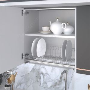 Сушка 1-уровневая в базу 700/16, с рамкой, поддон (пластик), отделка серая